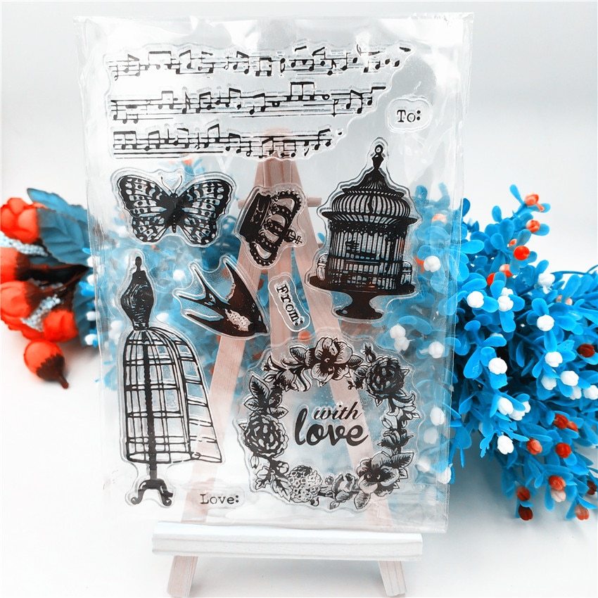 Butterfly bird cage Transparent Clear Stamps / Silicone Seals Roller Stamp for DIY scrapbooking photo album/Card Making