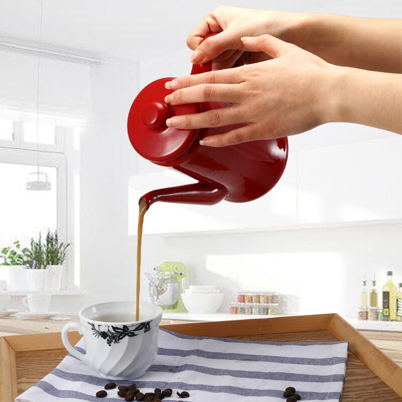 1.1L Enamel Coffee Pot Hand Tea Kettle Induction Cooker Gas Stove Universal