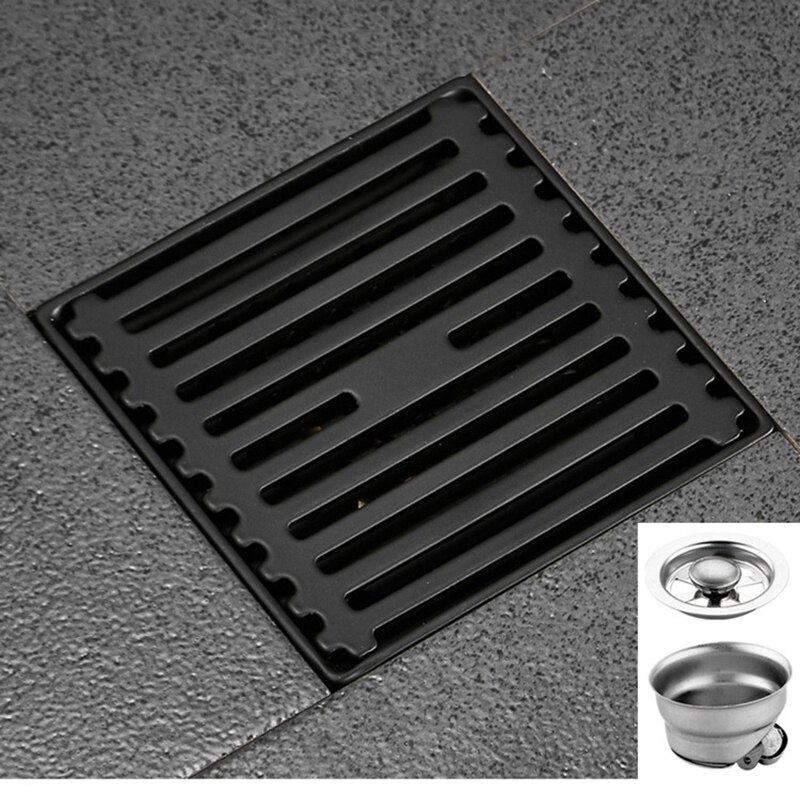 Stainless Steel Direct Row Large Displacement Floor Drain Bathroom Bathroom Balcony Anti Odor And Anti Blocking Baking Paint: 201  steel A