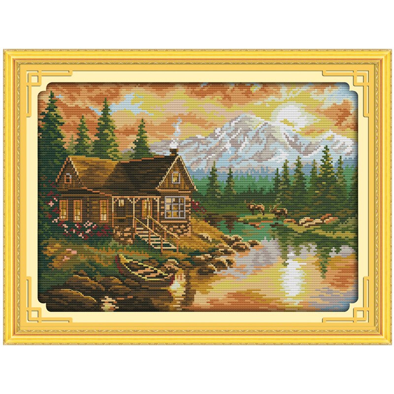 Sunset (1) Patterns Counted Cross Stitch Diy 11CT printed 14CT Cross Stitch Set Landscape Cross-Stitch Kit Embroidery Needlework