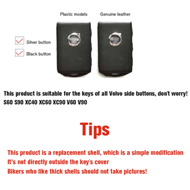 1pc Car Key Modification Case Refit Acrylic Car Key Shell Replacement for for Volvo S90 S60 XC60 XC90 XC40 V60 V90