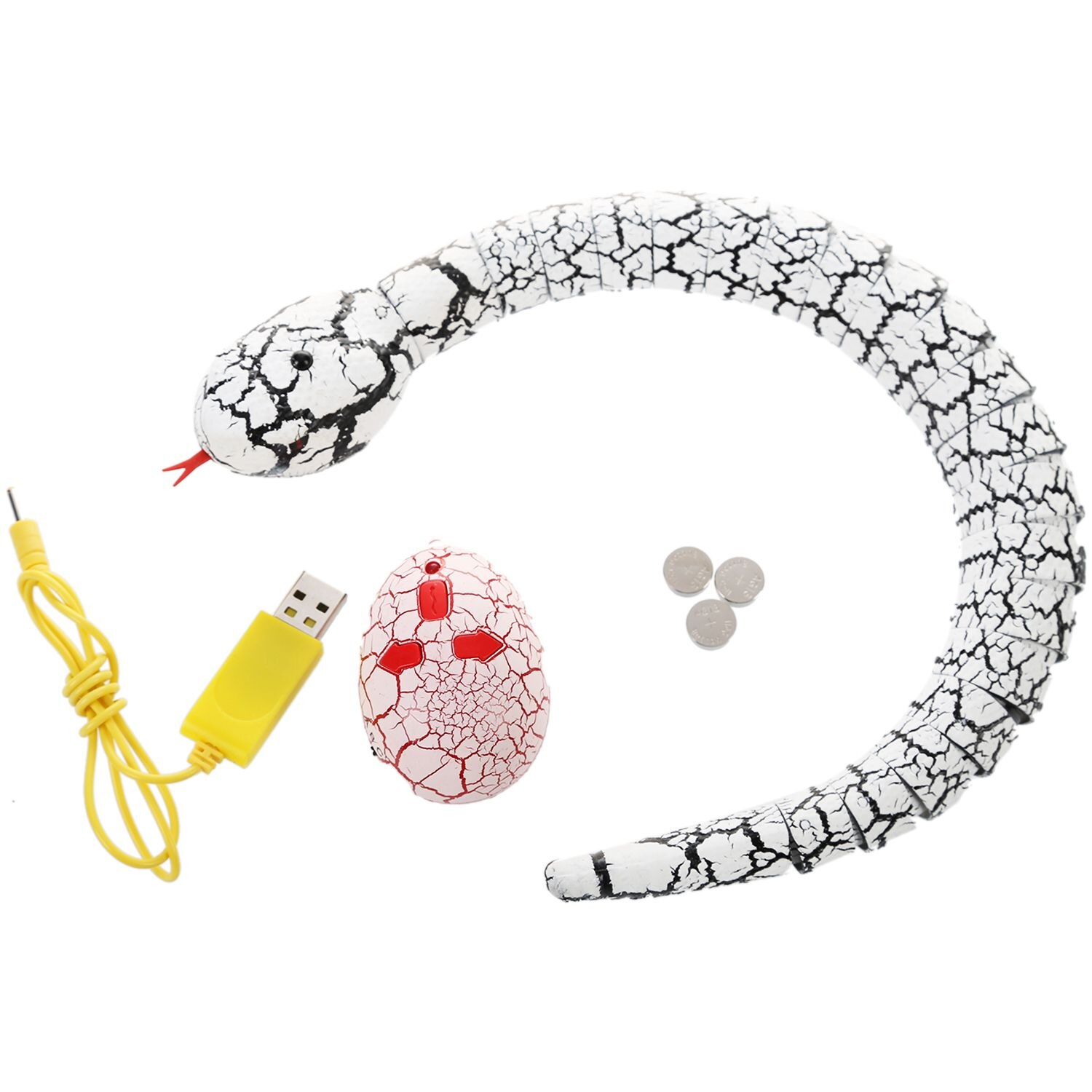 Lcll-rc slangelegetøj, genopladelig slange med fjernbetjening med interessante ægradiokontrollegetøj til børn: Hvid