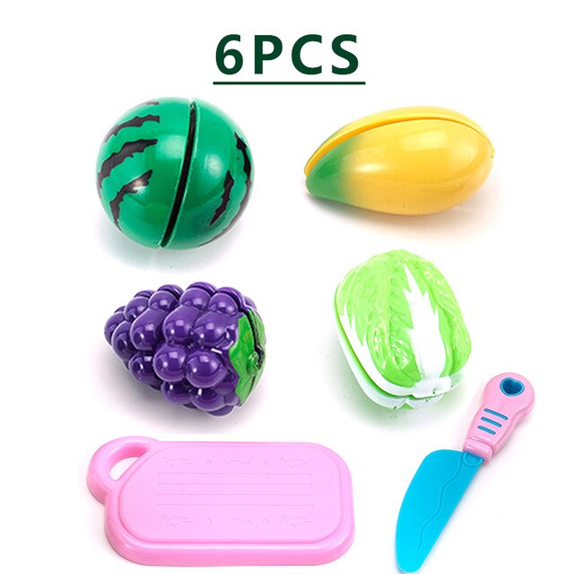 10 PCS Pretend Play Plastic Voedsel Speelgoed Snijden Fruit Groente Voedsel Pretend Play Kinderen Voor Kinderen: Black