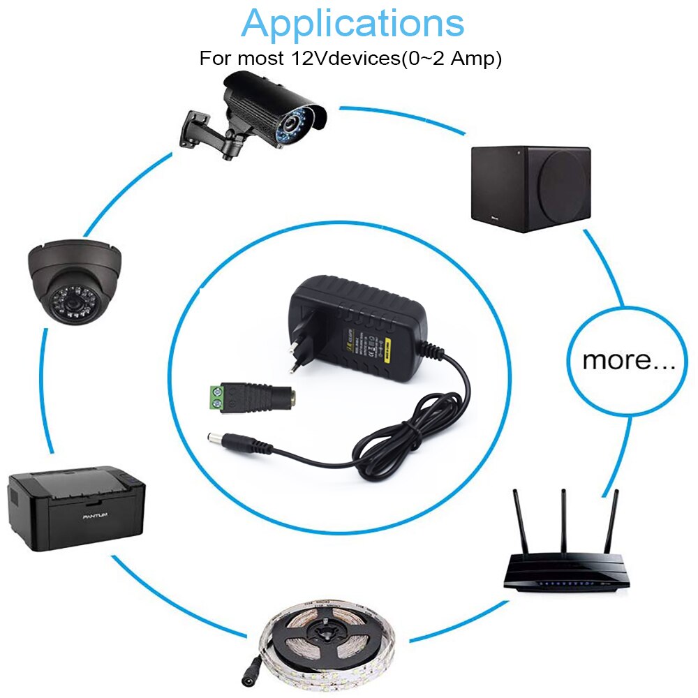 12V 2A Universal Power Adapter Supply Charger adapter Eu Us for LED light strips