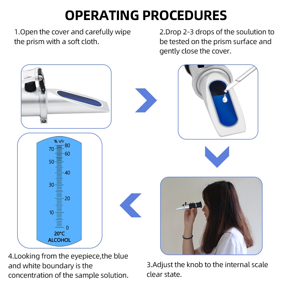 Wine concentration detector of liquor tester refractometer 0-80% alcoholo meter oenometer 38% off