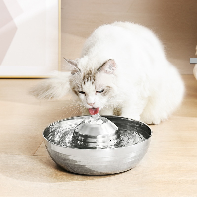 Fuente del gato de acero inoxidable con filtro bebedero automático ultrasilencioso para perros y gatos bebedero gato fuente de agua para gato