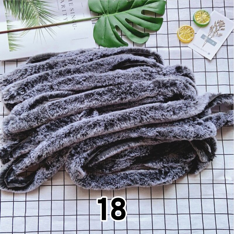 5M Verdikte Kunstmatige Konijnenbont Trim Kleding Accessoire Faux Fur Strips Voor Trui Jas Hood Hat Diy Pluizige Kledingstuk materialen: 18