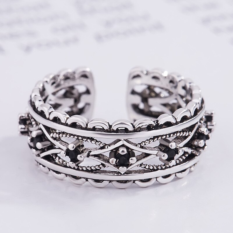 Vintage Ring Retro Geometrie Twist Stempel S925 2021Trend Ring Voor Vrouwen Meisje Open Manchet Bague Engagement Verstelbare Ringen Sieraden