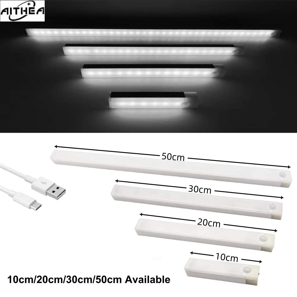 Rechargeable Motion Sensor LED Bar Light Induction Night Light Portable Lamp for Kitchen Cabinet Bedside Bathroom Mirror Light