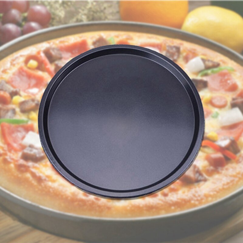 Non-stick Pizza Plaat Ronde Zwarte Pan Bakken Accessoires Mal Kookgerei Molde De Pizza Lade 9/10/11/12/14Inch Pizza Pan