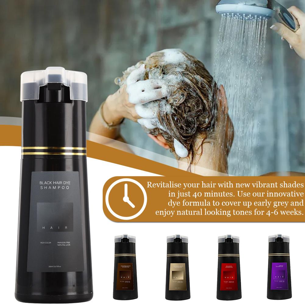 Haarkleurshampoo voor grijs haar 3-in-1 zwarte haarverfshampoo voor dames heren Natuurlijke kruidenveiligheid Voedende haarverzorgingscrème