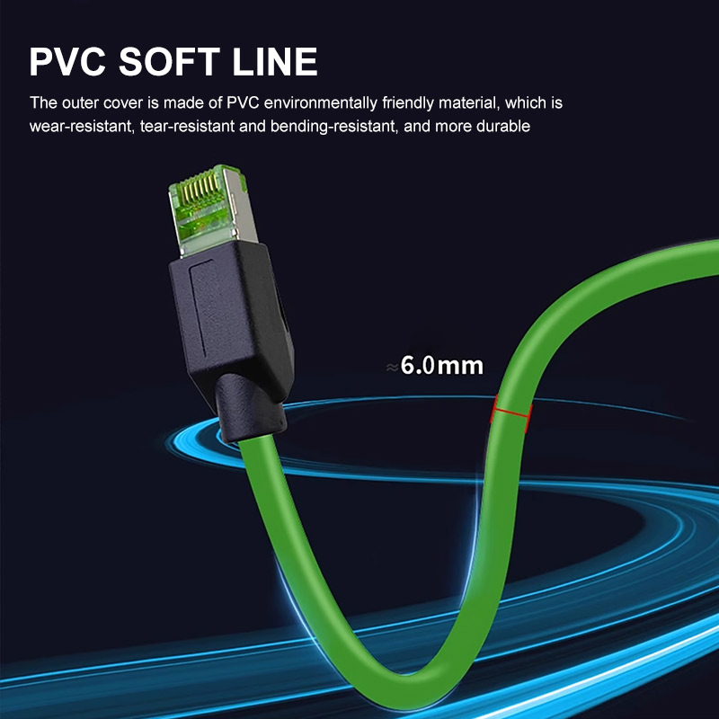 CAT6A Industrial Network Cable Servo High Flexible Profinet Gigabit EtherCAT Double Shield Router Cable Anti-interference
