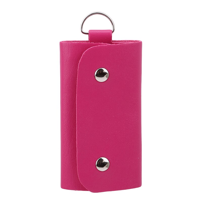 Porte-clefs en cuir synthétique polyuréthane hommes femmes porte-clé organisateur pochette clé de voiture sac portefeuille femme de ménage porte-clés Mini carte sac: Rose Red