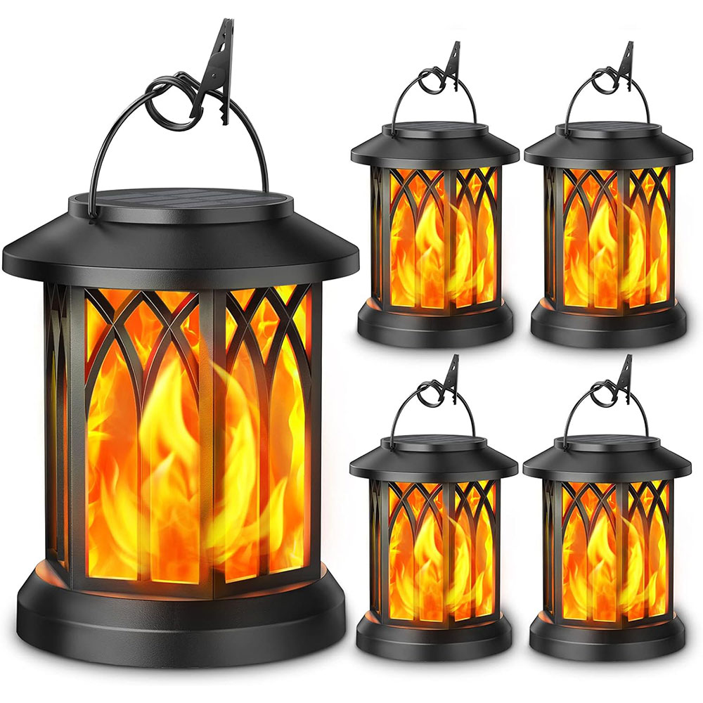 Solcellelampe Have - Flakkende Flamme - Vandtæt - Solcelledrevet Havespots - Udendørs Dekoration
