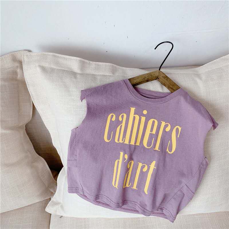 Kinderkleding Zomer Meisjes Koreaanse Zomer Mouwloos T-shirt Vest: Lavendel / 120cm