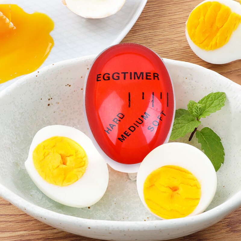 1pcs Egg Perfect Color Changing Timer Yummy Soft Hard Boiled Eggs Cooking Kitchen Eco-Friendly Resin Egg Timer Red timer tools