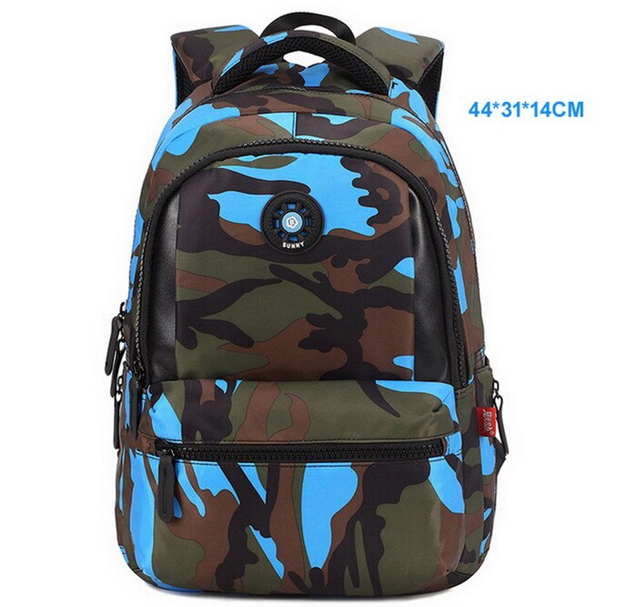 Top Brand Orthopedische Camouflage Kinderen Schooltassen Rugzak Mochila Voor Tieners Kids Jongens Meisjes Laptoptas Knapzak Satchel: Medium Blue