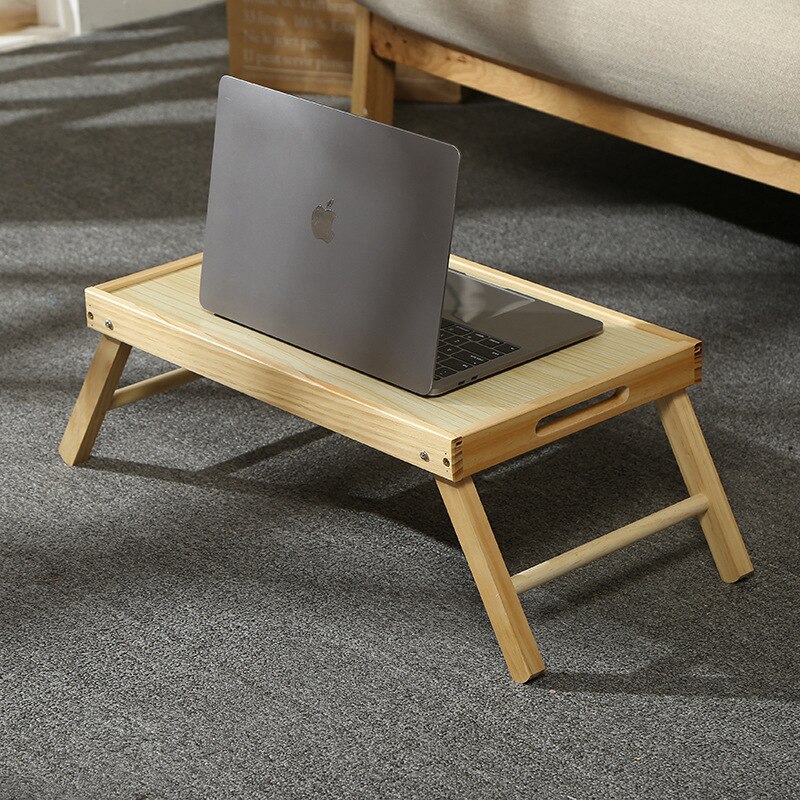 Folding solid wood desk simple home writing desk student simple bedroom study desk bed laptop desk: 60X40X22.5