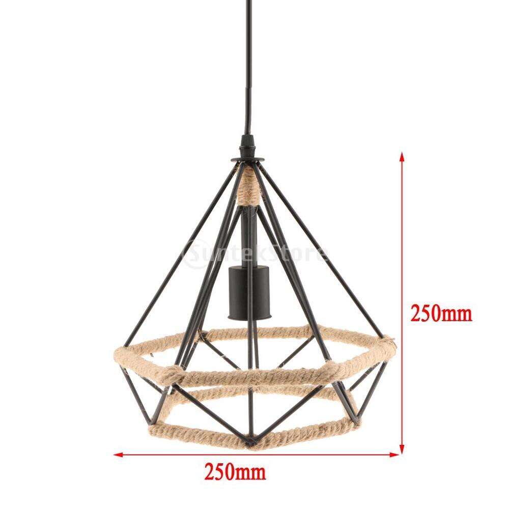 Manila reb twined diamond lightshade retro loft lysekrone dekorativt hængende lys til hjemmebutik restaurant dekoration