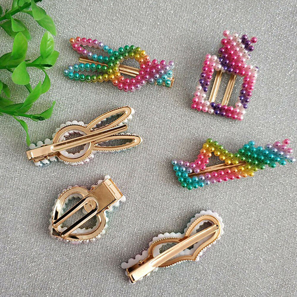 Babyaccessoires 5 stuks/sets dames meisjes schuif haarspelden regenboog parel kristal parel haarspeld grip haar hoofdtooi kinderen