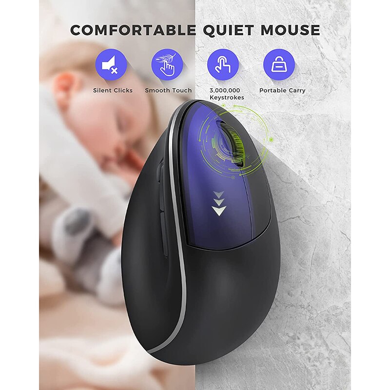 Seenda Ergonomic Rechargeable Mouse Multi-device &amp; Easy-Switch Bluetooth Wireless Mouse for Laptop PC Smart TV Mac Tablet iPad