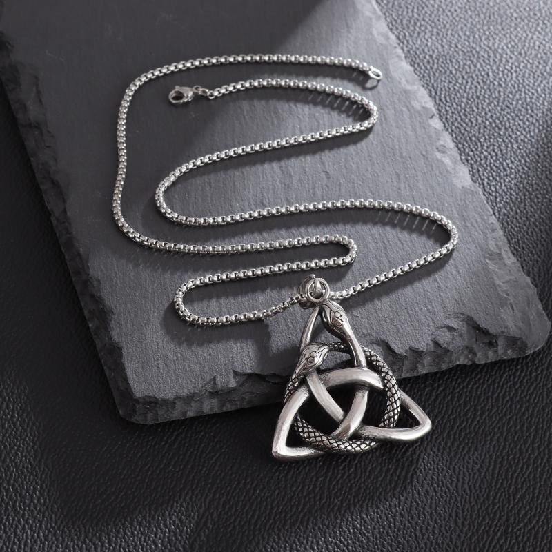 Collier classique Vintage Ouroboros Trinity, pendentif amulette à nœud celtique nordique pour hommes et femmes, bijoux de déclaration