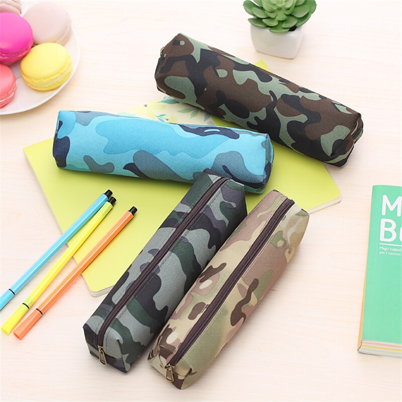 Camouflage Pencil Case Kawaii Stationery School Supplies For Girls Boys Cute Pencil Bag High Capacity Canvas Pencil Box