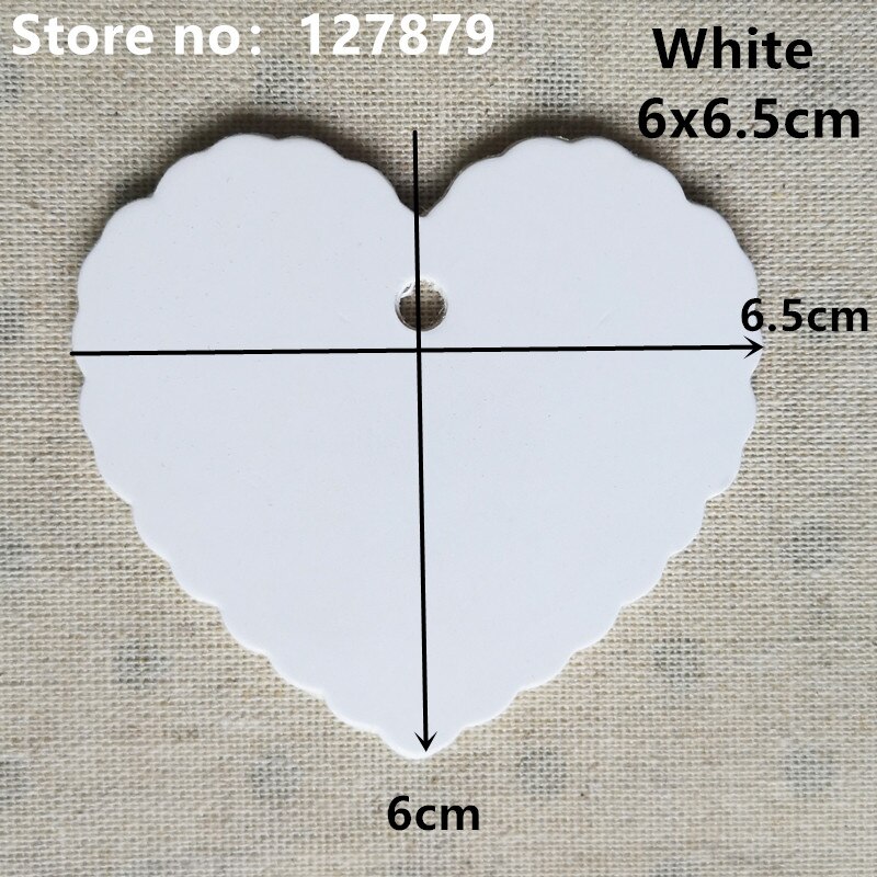 100 pcs 2 maten Prijs Label Hartvorm Kledingstuk labels DIY Handgemaakte Kraftpapier Kaart Gunst Tag DIY tag Party Favor: White 6x6.5cm