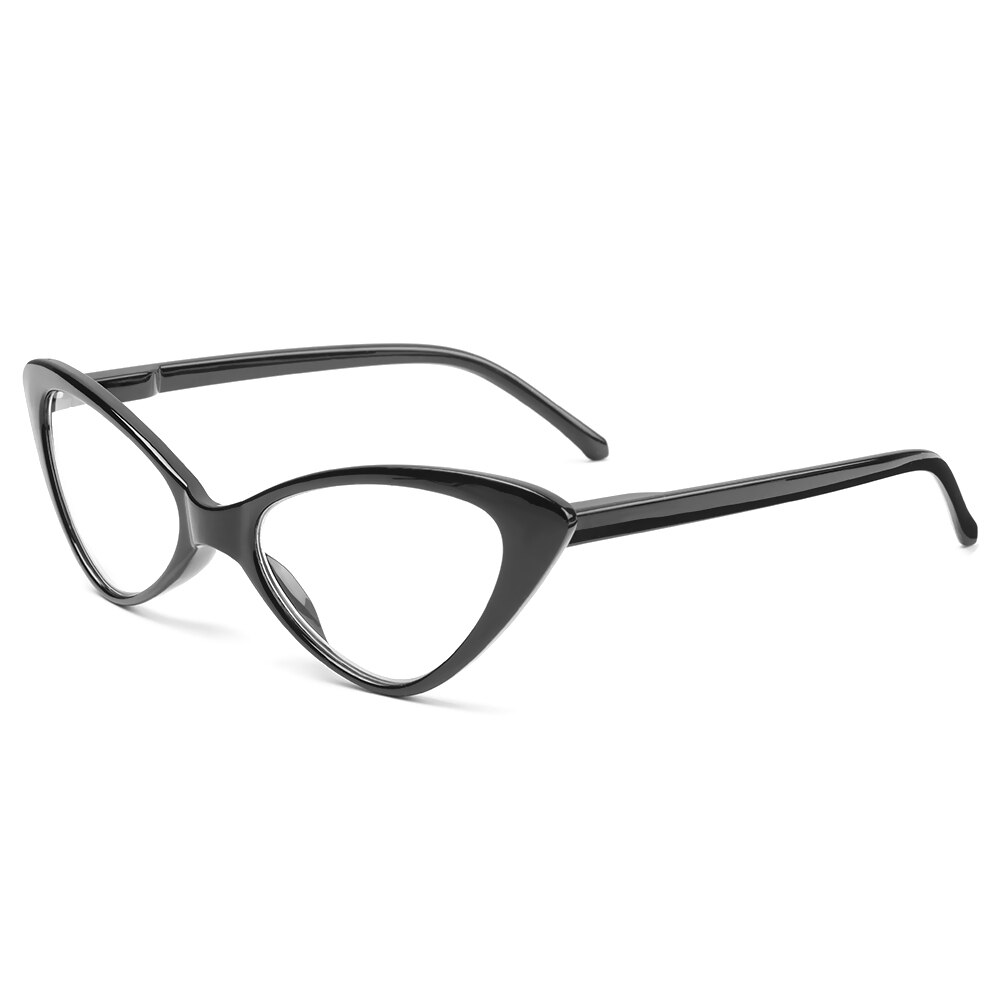 Mode Kat Ogen Leesbril Ultalight Kleine Frame Clear Lens Verziend Brillen Voor Vrouwen &amp; Mannen Met + 10to + 40: +150 / black