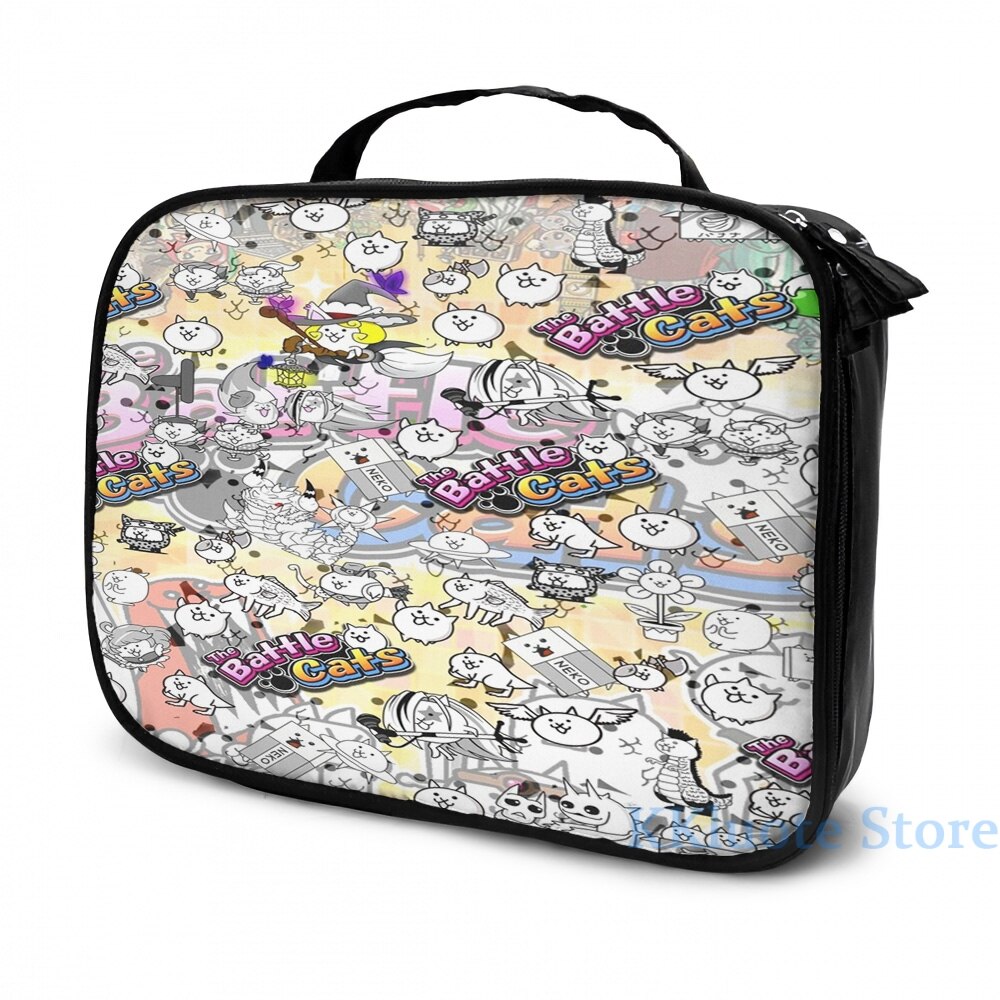 Divertido estampado gráfico Battle Cats(27) mochila con carga USB para hombres, mochilas escolares para mujeres, bolsa de viaje para ordenador portátil: Cosmetic bag
