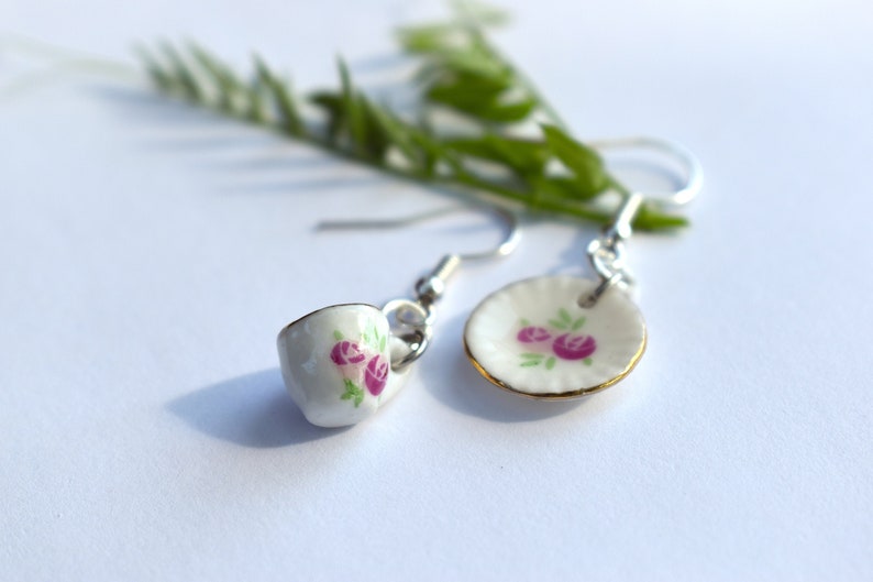 verrückt Tee Party Tasse &Ampere; Untertasse Ohrringe Valentines Mütter Schild frauen Besteck Ohrringe Neue