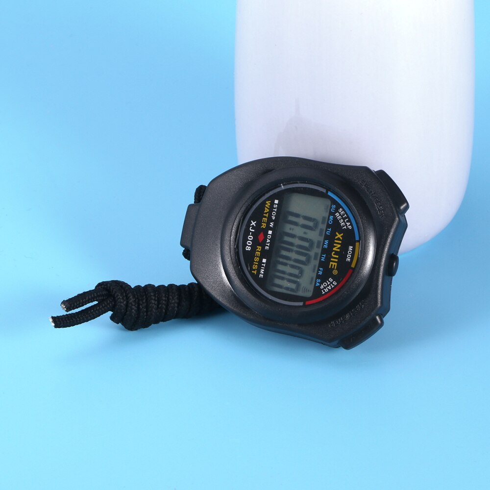 LCD Chronograph Digital Timer Sport Stopwatch Handheld Digital Stopwatch Running Chronograph with Strap (Bl
