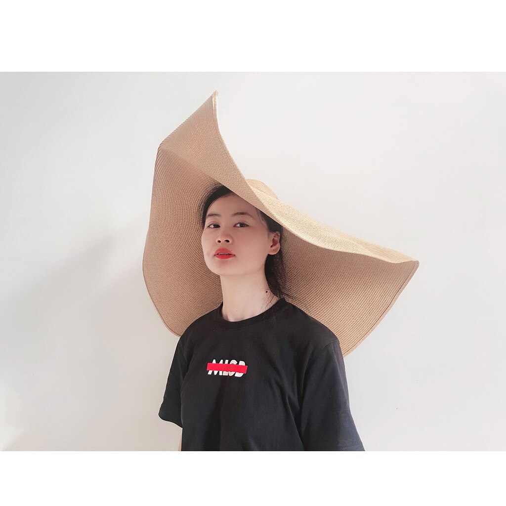 Wide Brim Oversized Beach Hats For Women Large Straw Hat UV Protection Foldable Sun Shade Hat 90cm Hats ##0: B 80CM