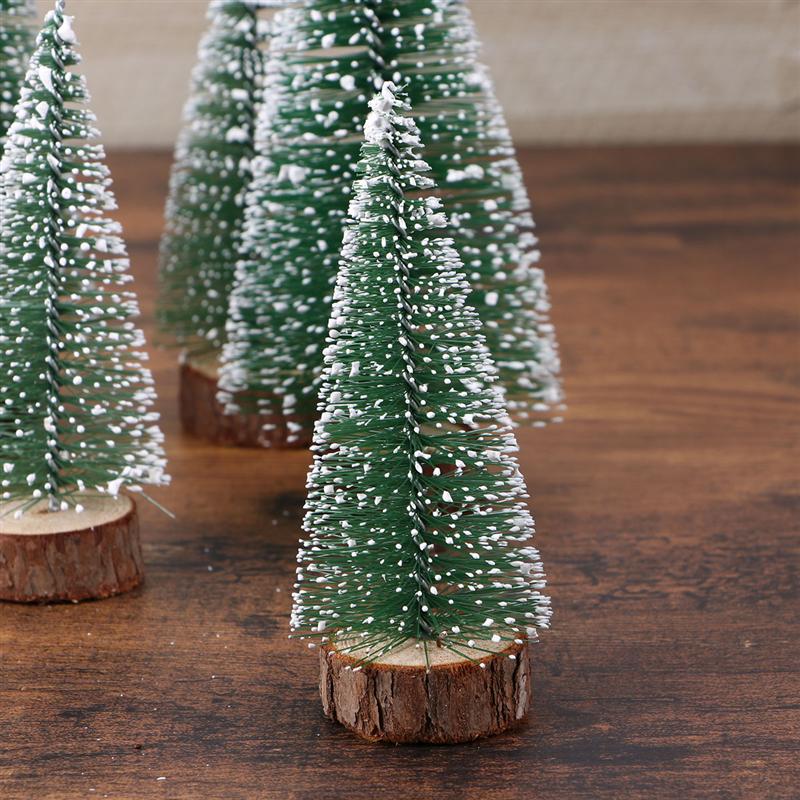 6pcs Mini Christmas Tree Stick White Cedar Desktop Small Christmas Tree White Christmas Cedar Mini Xmas Tree Year Decoration