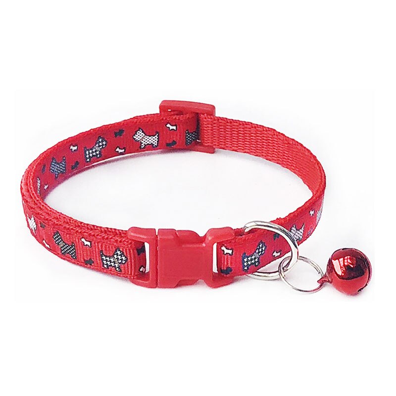 Mignon arête de poisson imprimé réglable chien chat collier détachable Nylon animal de compagnie chiot chien chaton chat collier avec cloches 19-32cm directe: 8