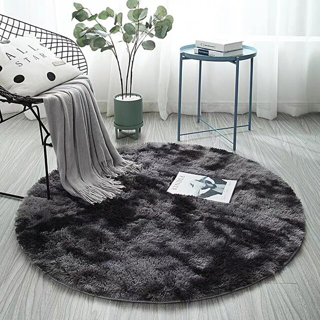 Rund pälsmatta: 80 x 80cm / Mörkgrå