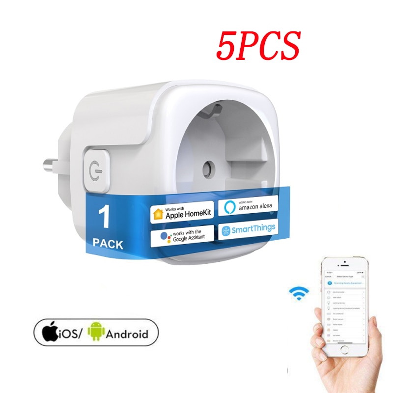 Wifi draadloze afstandsbediening stopcontact eu stekker slimme timer stekker eu tuya smart life spraakbesturing huis brandvertragend pc slim stopcontact