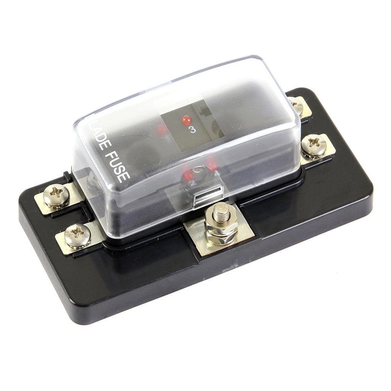 4 Way Fuse Box Blade Fuse Holder Box LED Indicator Automotive Fuse Block Box Block 6V-32V Fuse Seat Refitting