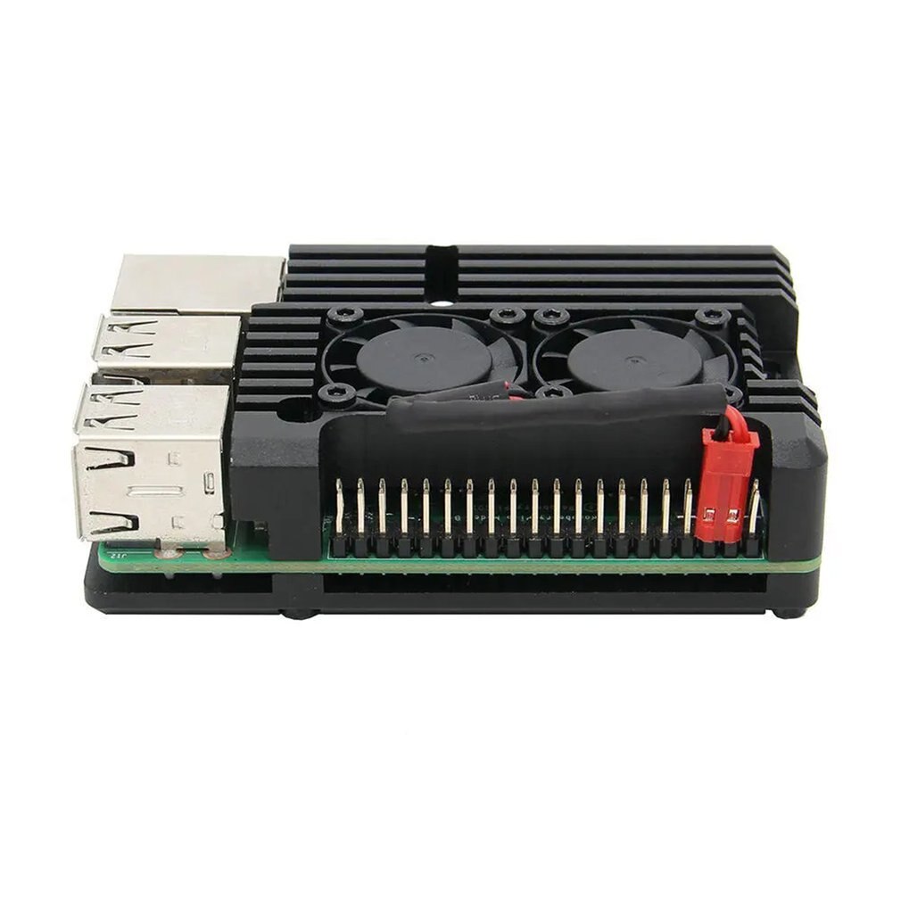 For Raspberry Pi 3 Aluminum Case with Dual Cooling Fan Metal Shell Black Enclosure for RPI Raspberry Pi B/3B+