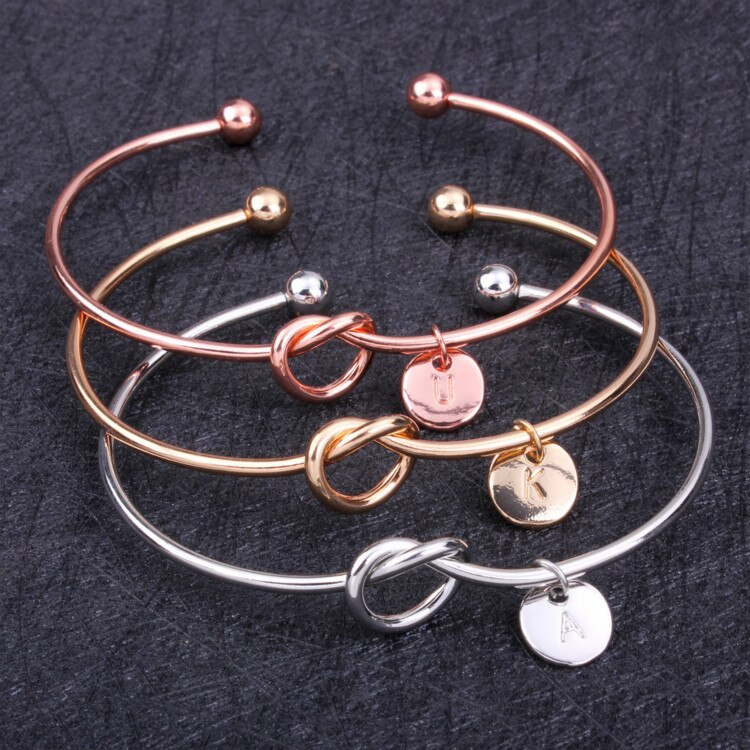 Bracelets Bangles Zinc Alloy Minimal Metal Knotted Bracelet Letter Open Bracelet Jewelry Accessories Christmas Jewelry: mixing AKU