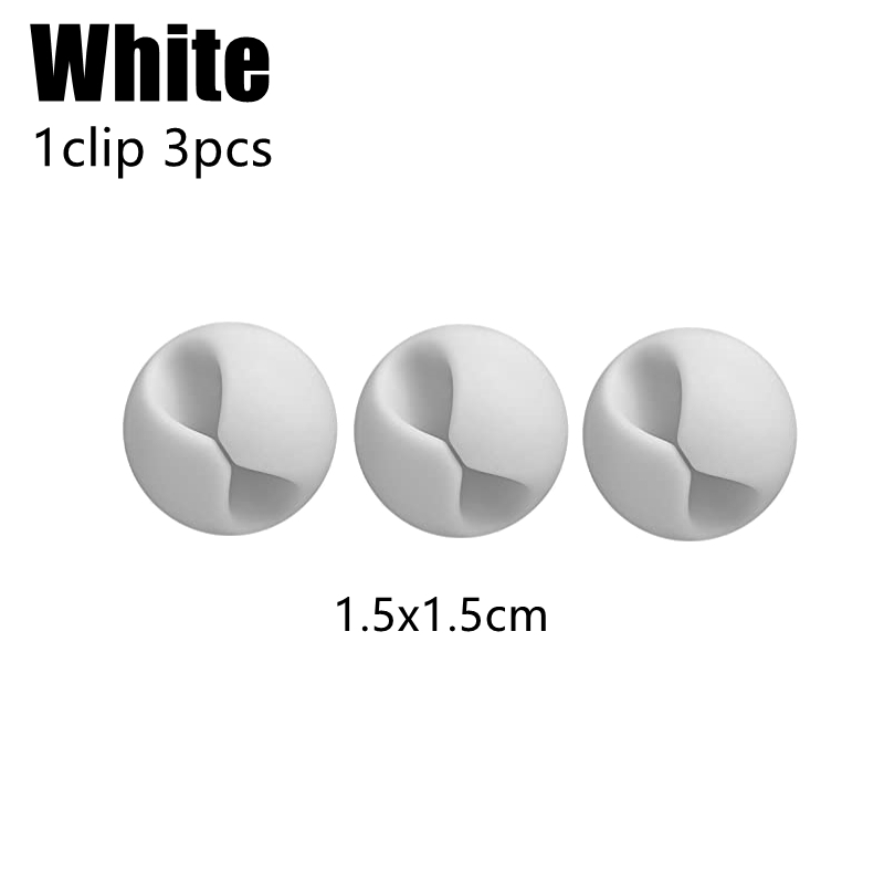 Cable Management Cord Organizer Kit Self Adhesive Cable Clips Cord Desk Wire Ties Fixer for TV PC Computer Headphone Line Holder: 3pcs White (1 clip)