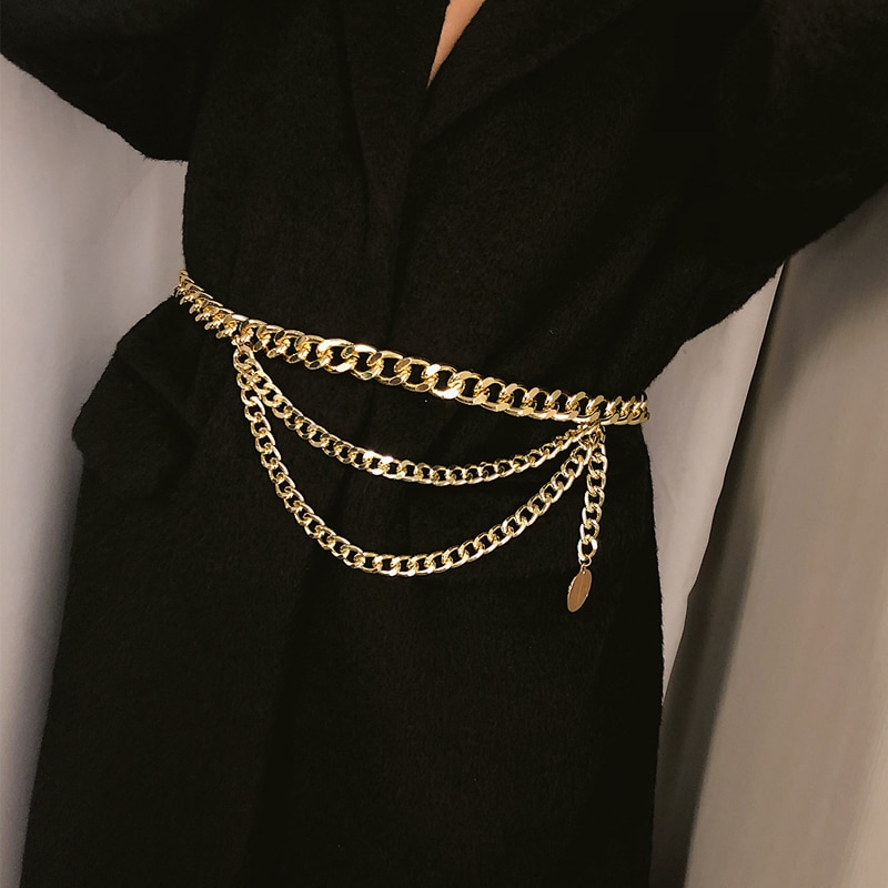 Cinturón de cadena de plata para mujer, metal dorado de cintura ketting riem Z, cinturones de de lujo para mujer, punk jeans, llavero, cinturón con cintos