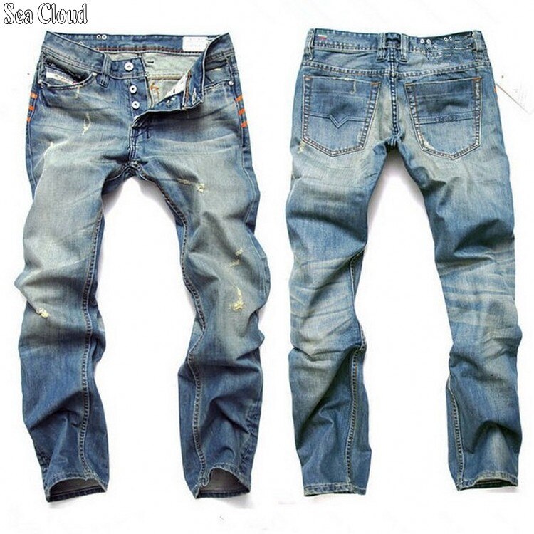 82 plus size 28-42 lange bukser løse lige casua huller jeans mandlige fuld længde jeans distressed