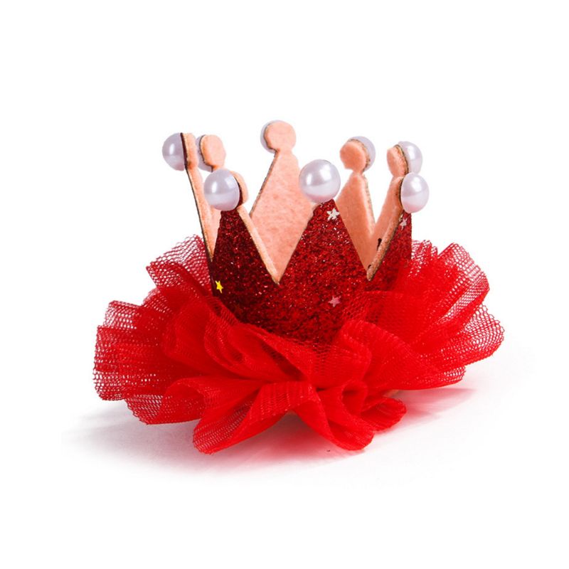 Bonito laço princesa coroa cão gato animal de estimação clipe de cabelo casamento festa de aniversário fotografia decoração suprimentos para animais de estimação presente para kitty filhote de cachorro: Vermelho