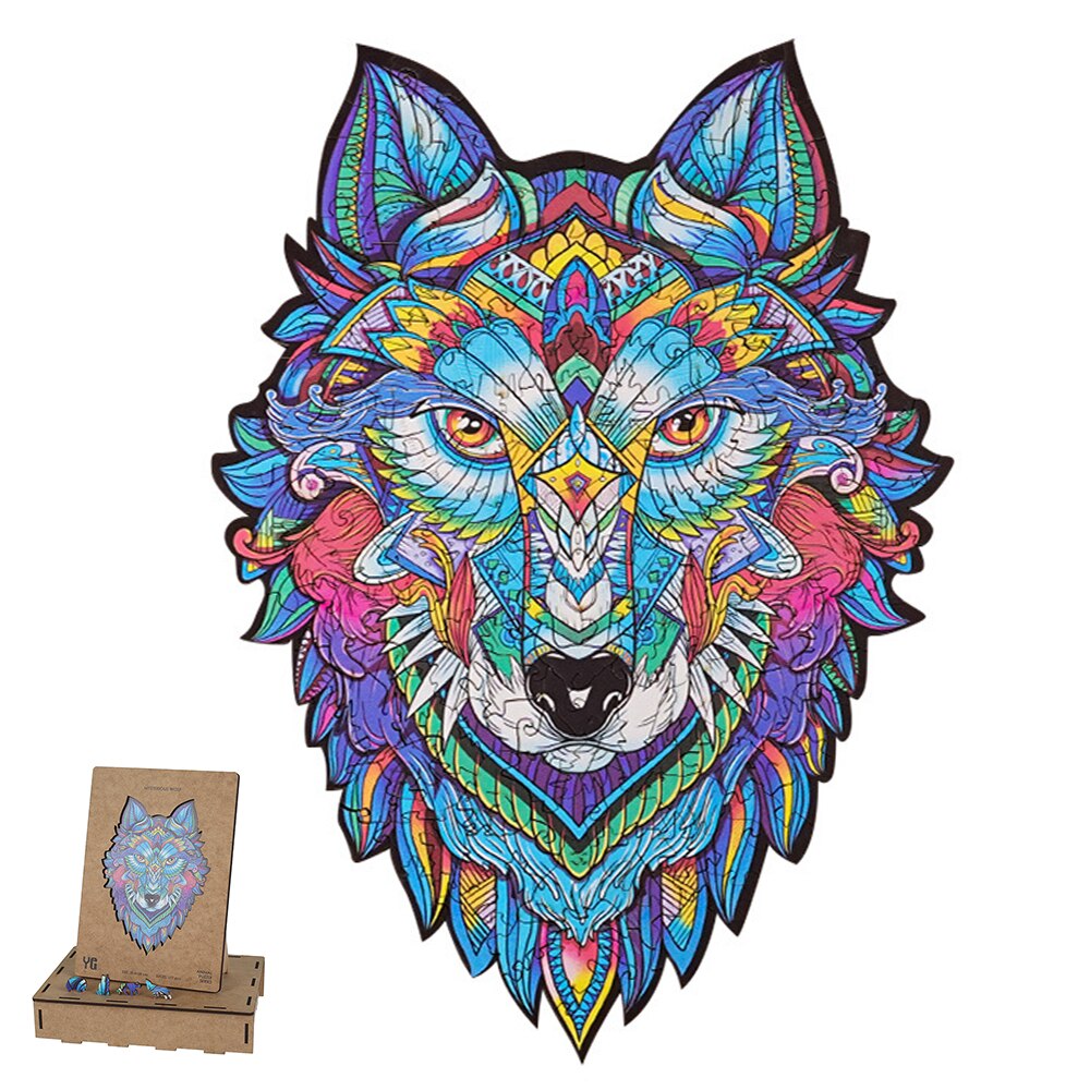 Unieke Houten Puzzels Mysterieuze Wolf Puzzel Cadeau Voor Volwassenen Kids Educatieve Puzzel Fabulous Interactieve Spelletjes