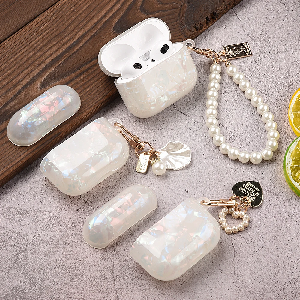 Pour Airpods Pro 2 étui de luxe perle pendentif sans fil casque couverture pour Apple Airpods 3 Pro USB C 2ème 3ème génération coque en TPU