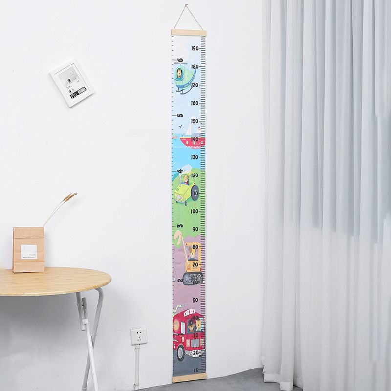 Kids Baby Growth Chart Wood+Canvas DIY Wall Hanging Measuring Ruler Room Decoration Nursery Removable Height Measure