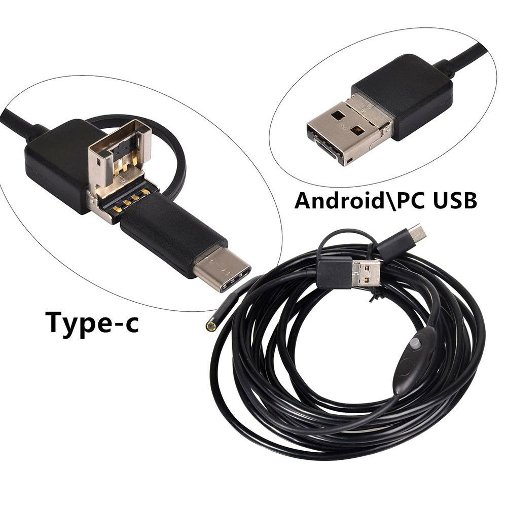 3 in 1 8LEDs Car USB Endoscope Borescope Inspection Snake Camera Car Repair Tool Accessories For Android Windows