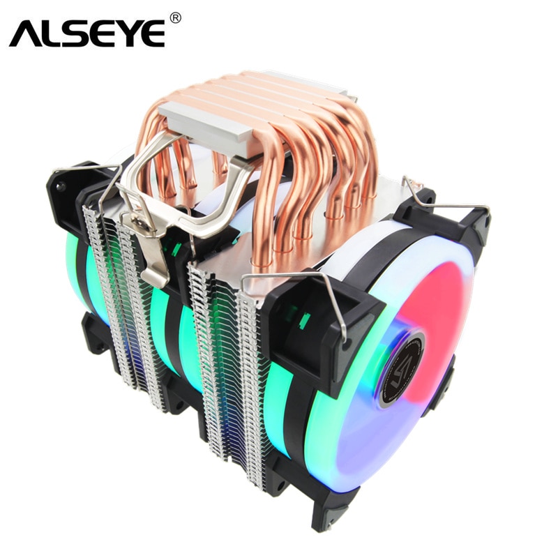 ALSEYE ST-90 CPU Refroidisseur 6 caloducs avec RGB Ventilateur 4pin PWM 90mm CPU Ventilateur pour Ordinateur LGA775/ 115x/1366 AM2/AM3/AM4