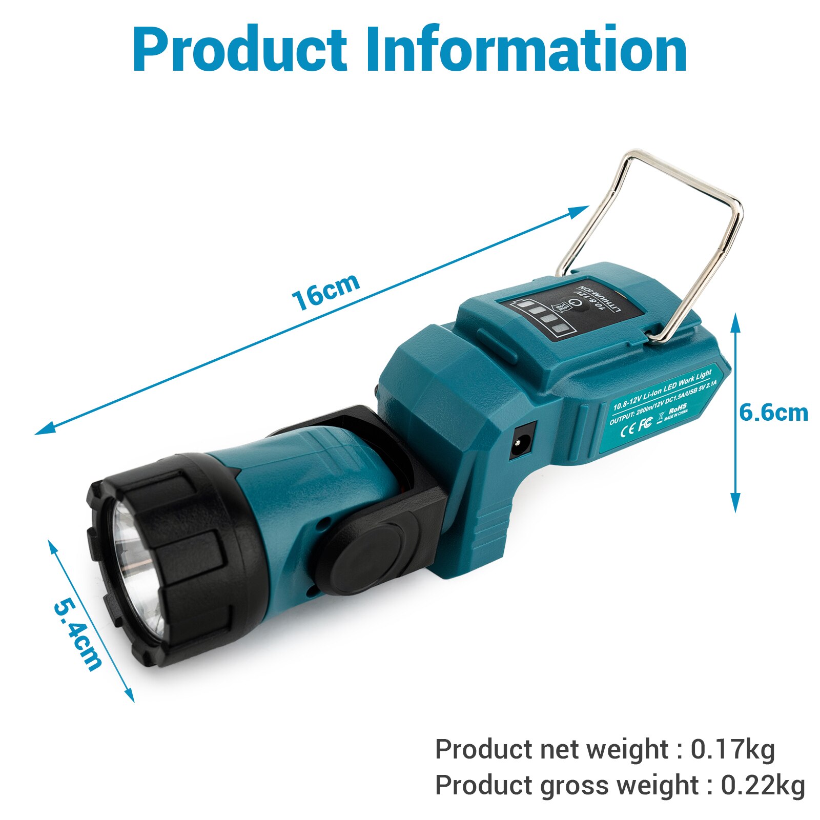DCL510 LED Flashlight Replacement For Makita 12V Max BL1015 BL1040 BL1016 ML106 Cordless LED Handheld Work Light